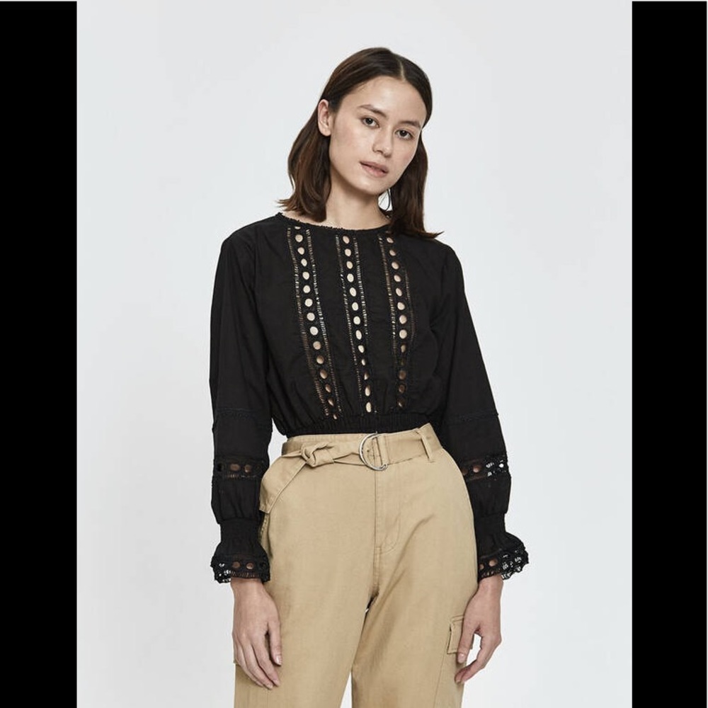 Farrow smocked eyelet blouse